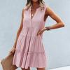 Women's Summer Casual Sleeveless V-Neck Solid Color Dresses Short Beach Vacation Dresses