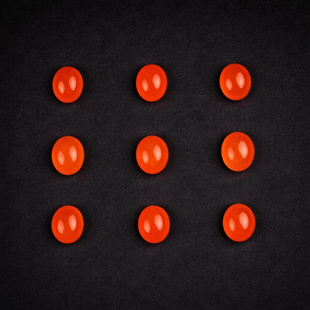 Orange Carnelian Cabochon Lot 9x7mm Oval | Natural Carnelian Gemstone | Loose Stones for Jewelry Making | Polished Cabochons