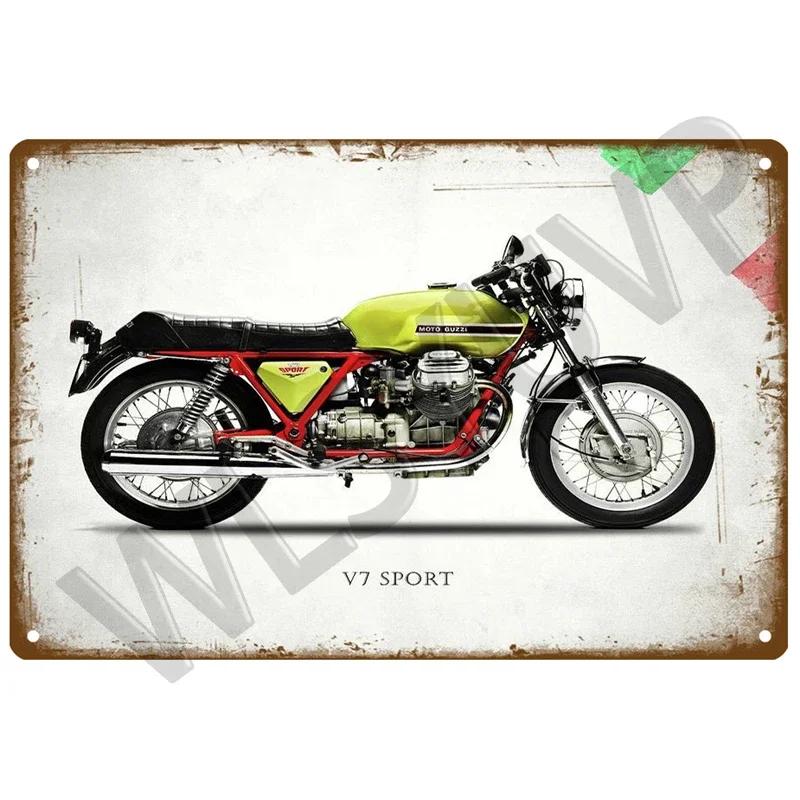 Moto Guzzi Gammal Man Plakett Metall Vintage Tennskylt Shabby Chic Dekor Metallskyltar Vintage Barinredning Metallaffisch Metallplatta