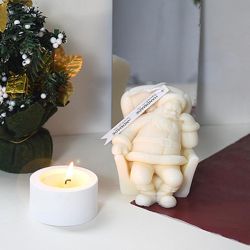 3D DIY Sofa Santa Claus Candle Silicone Mold Sleepy Naps Cute Santa Claus Resin Silicone Mold Christmas Gift Decoration