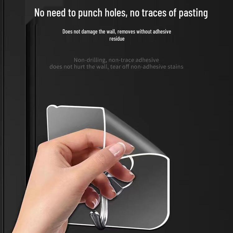 Strong Adhesive Hooks - No-Drill, Stainless Steel, No-Trace, Transparent Hooks for Kitchen/Bathroom Doors