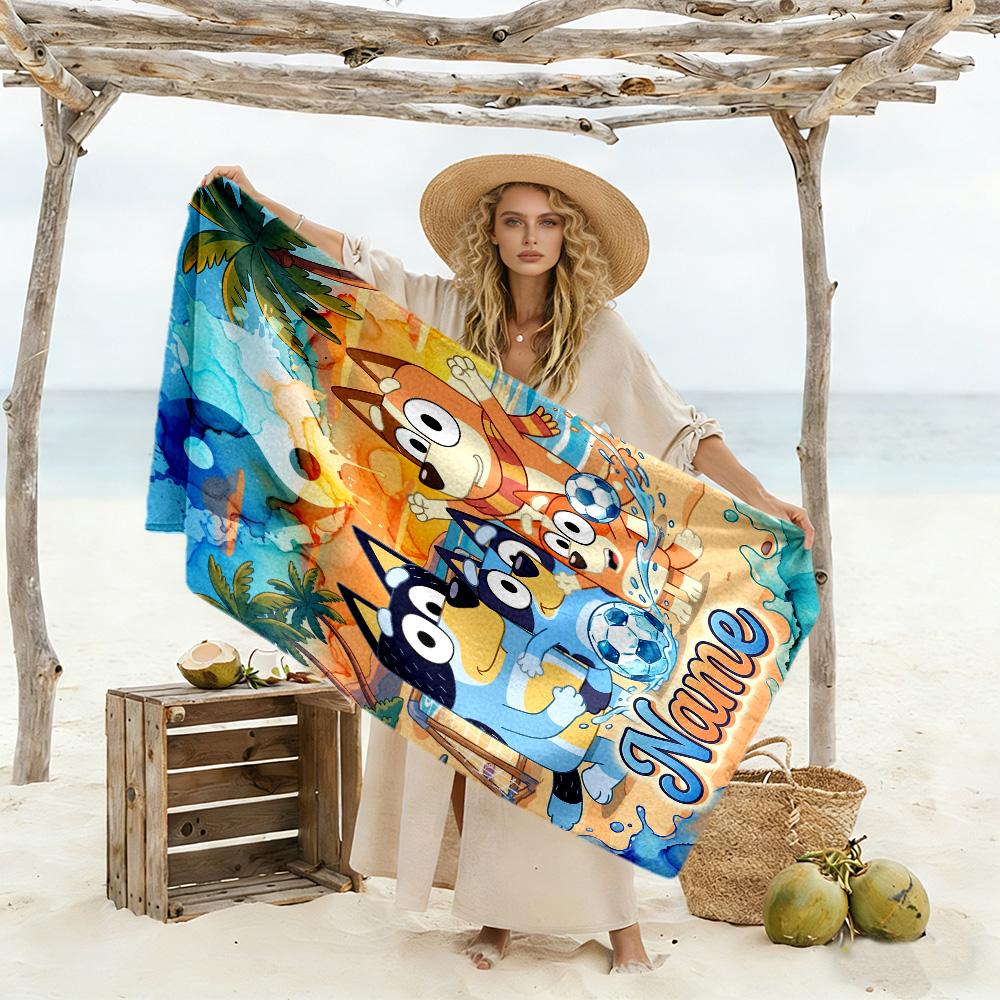 Halloween Night Adventure Personalized Name Beach Towel Soft Durable Quick-Dry Perfect for Traveling Yoga Camping and Swimming
