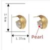 Vintage Geometric Bead Earrings Striped Oval Huggie Earrings Trendy Hoop Earrings  For Women