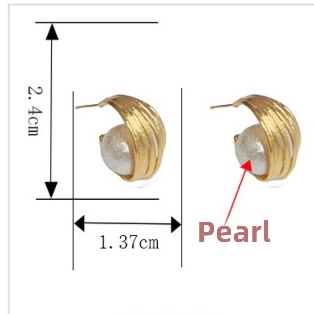 Vintage Geometric Bead Earrings Striped Oval Huggie Earrings Trendy Hoop Earrings For Women