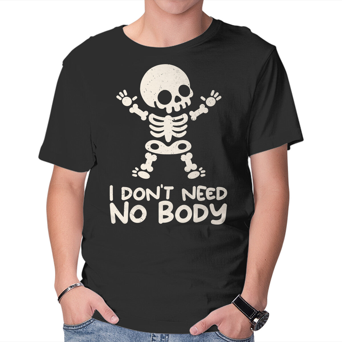 Unisex Crew Neck T-Shirt No Body Skeleton Graphic Short Sleeve Casual Tee XL