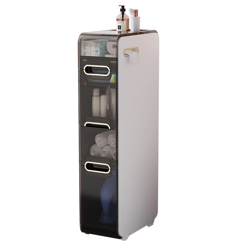 Luxury Bathroom Crevice Storage Rack Trolley - No Installation Required, Floor-Standing Cabinet.