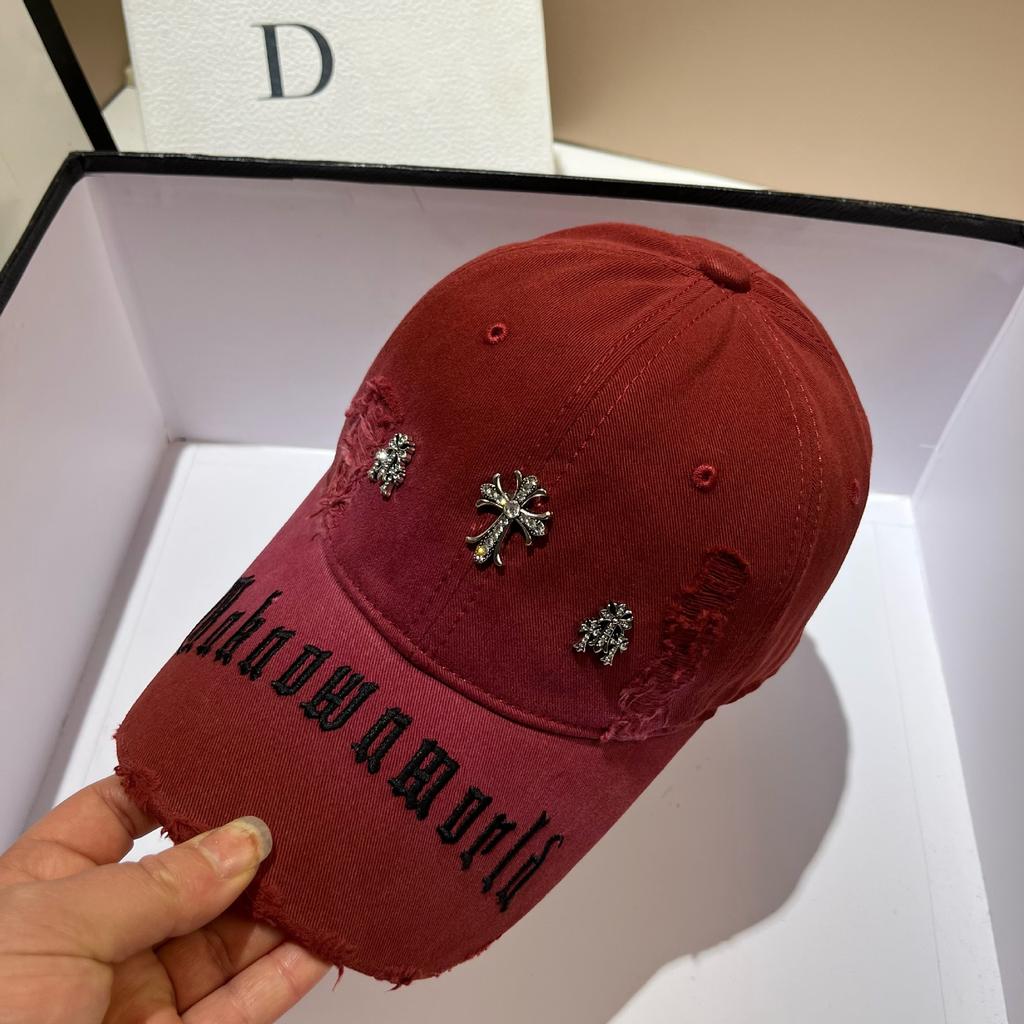 Cross Personality Washed Ripped Cap Street Versatile Punk Style Embroidery Alphabet Baseball Cap