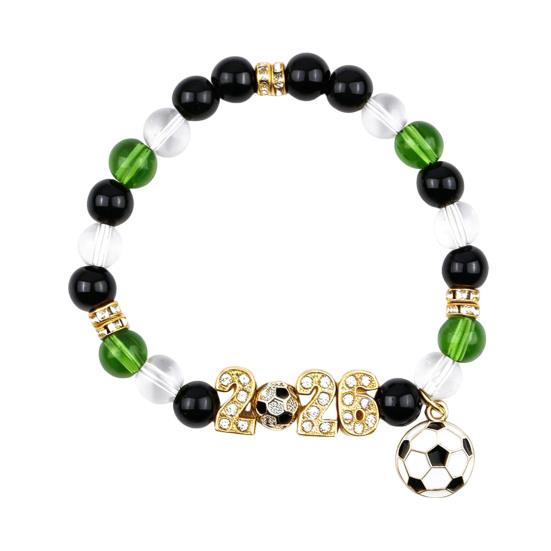

2026 Soccer Game Themed Bracelet Sparkling Rhinestones Inlaid Beads Rust Resistant Football Bracelet Jewelry Accessory чёрный