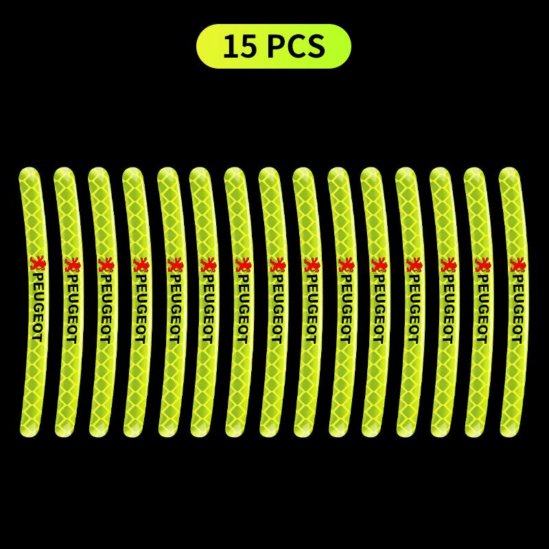New Car Styling Wheel Hub Reflective Tire Rim Reflective Strips For Peugeot 206 208 306 307 308 407 408 508 2008 3008 Accessorie