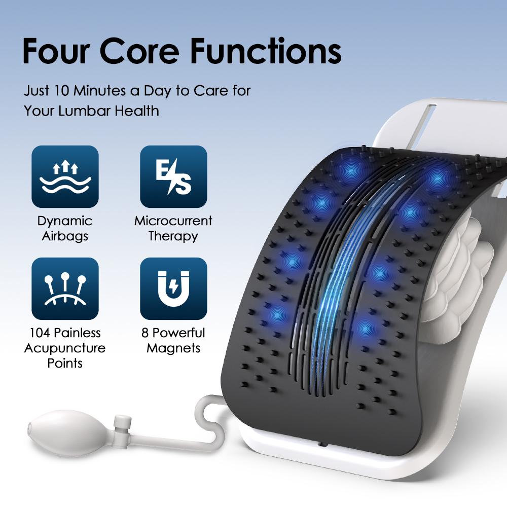 Adjustable Electric Back Massager Airbag Waist Neck Support Massage Lumbar Cervical Muscle Relax Stretcher Posture Massager