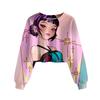 K-pop Pattern 3D Printing Girls Casual Short Pullover Sweater