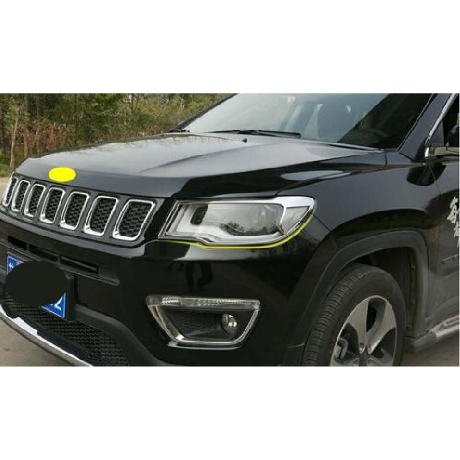 ABS Chrome Front Light Lamp Frame Decor Trim For 2017- JEEP Compass 2pcs