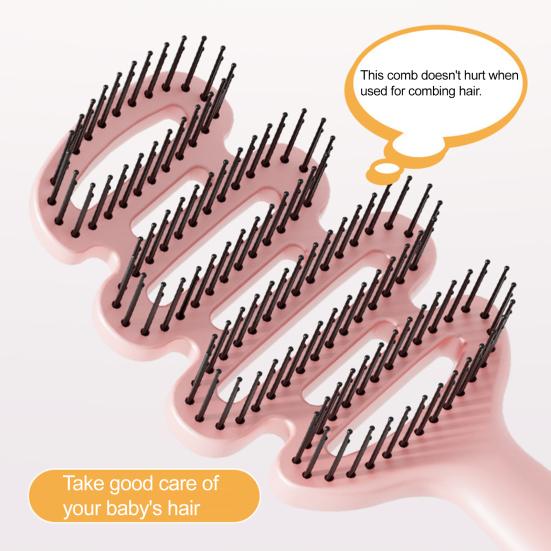 Kids Vented Hair Brush with Ergonomic Handle, Blow Fast Drying Scalp Massage Brush, Detangling Brush for Long Thick Curly Wet Hair