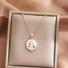 Elegant Oil Painting Bivalve Charm Necklace 10 Multicolored Artistic Designs Thin Metal Mixture Fashion Addition