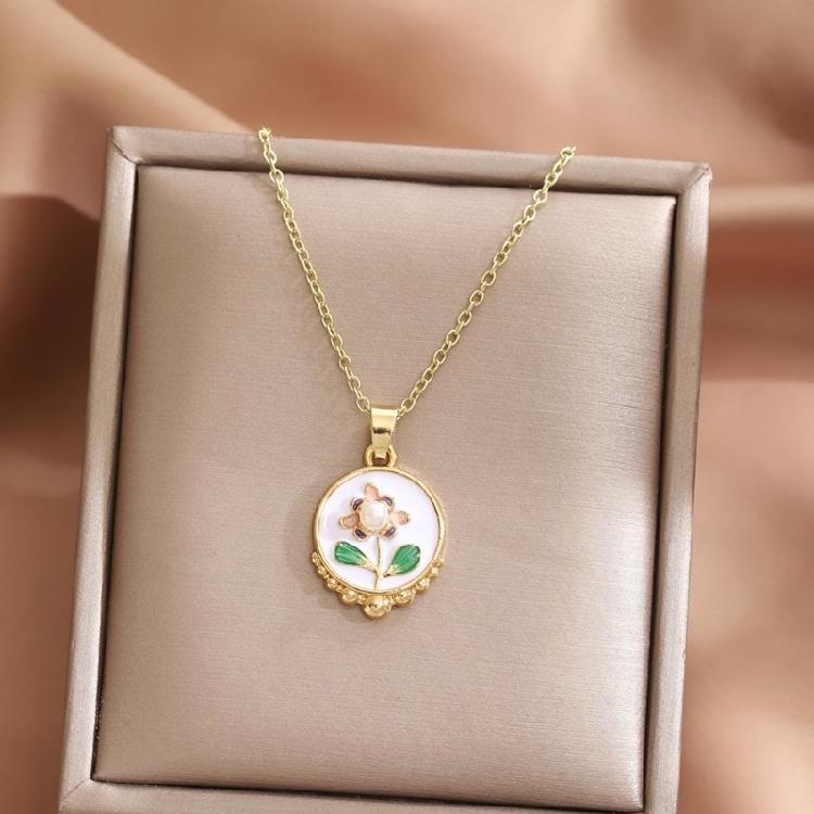 Elegant Oil Painting Bivalve Charm Necklace 10 Multicolored Artistic Designs Thin Metal Mixture Fashion Addition