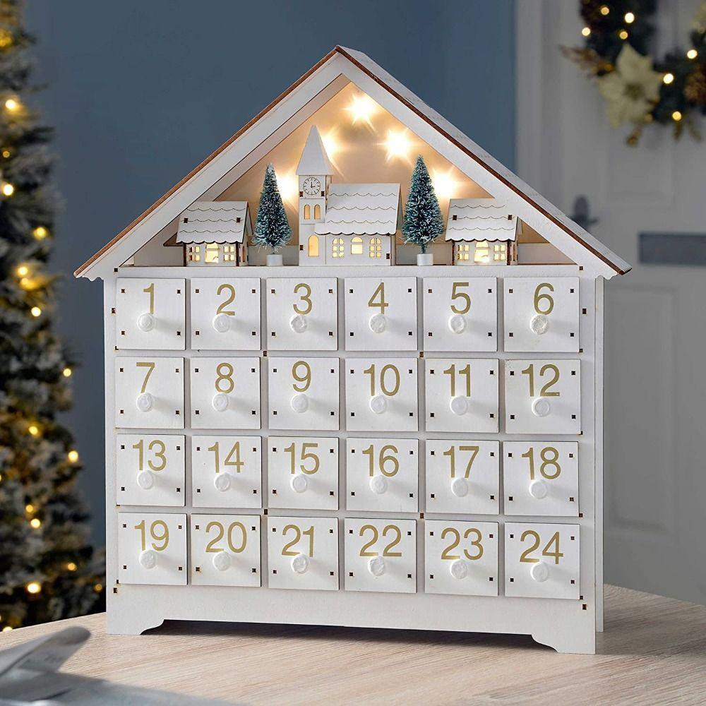 24 Days Countdown Christmas Advent Calendar Refillable Wood Christmas Calendar