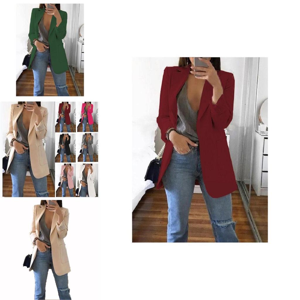 Lapel Women Loose Turndowncollar Long Sleeve Casual Blazer Women Outwear