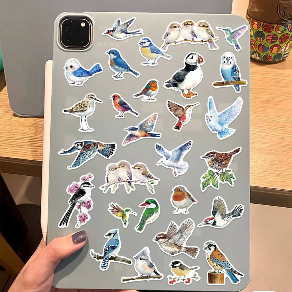 8 Cartoon Bird Watercolor Bird Collage Hand-on DIY Handbook Mobile Phone Case Laptop Decoration Can Be Waterproof