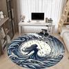 1pc Ocean Waves Office Round Area Rug,  Mat Suitable For Office, Under Office Chairs Bedroom Living Room Home Decor, Room Deco