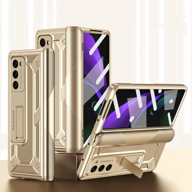 מעמד שריון נרתיק עבור Samsung Galaxy Z Fold 4 5 Fold3 Fold4 Fold2 Fold5 קיפול 3 2 Zfold3 מסך כיסוי סרט זכוכית Coque