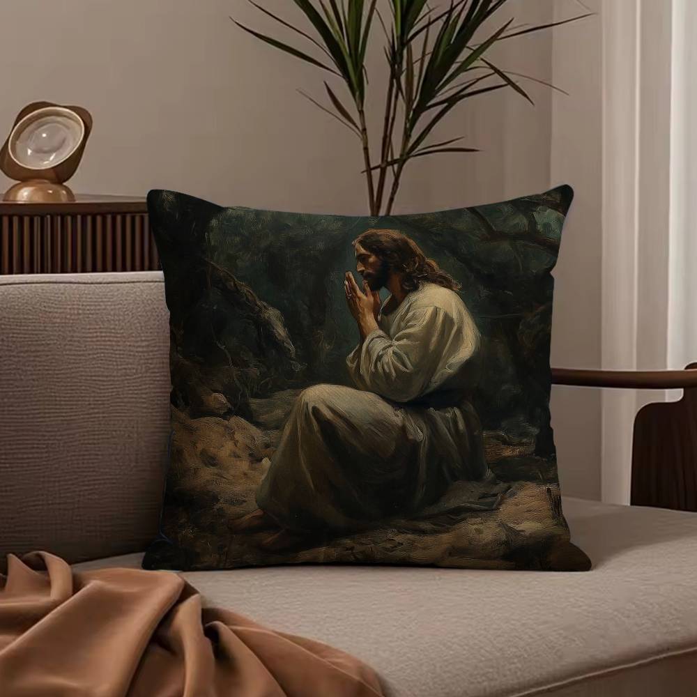 Anime J-Jesus Pillow Case Anti-dustmite Pillowcase Invisible zipper silky short plush Sofa cushion cover