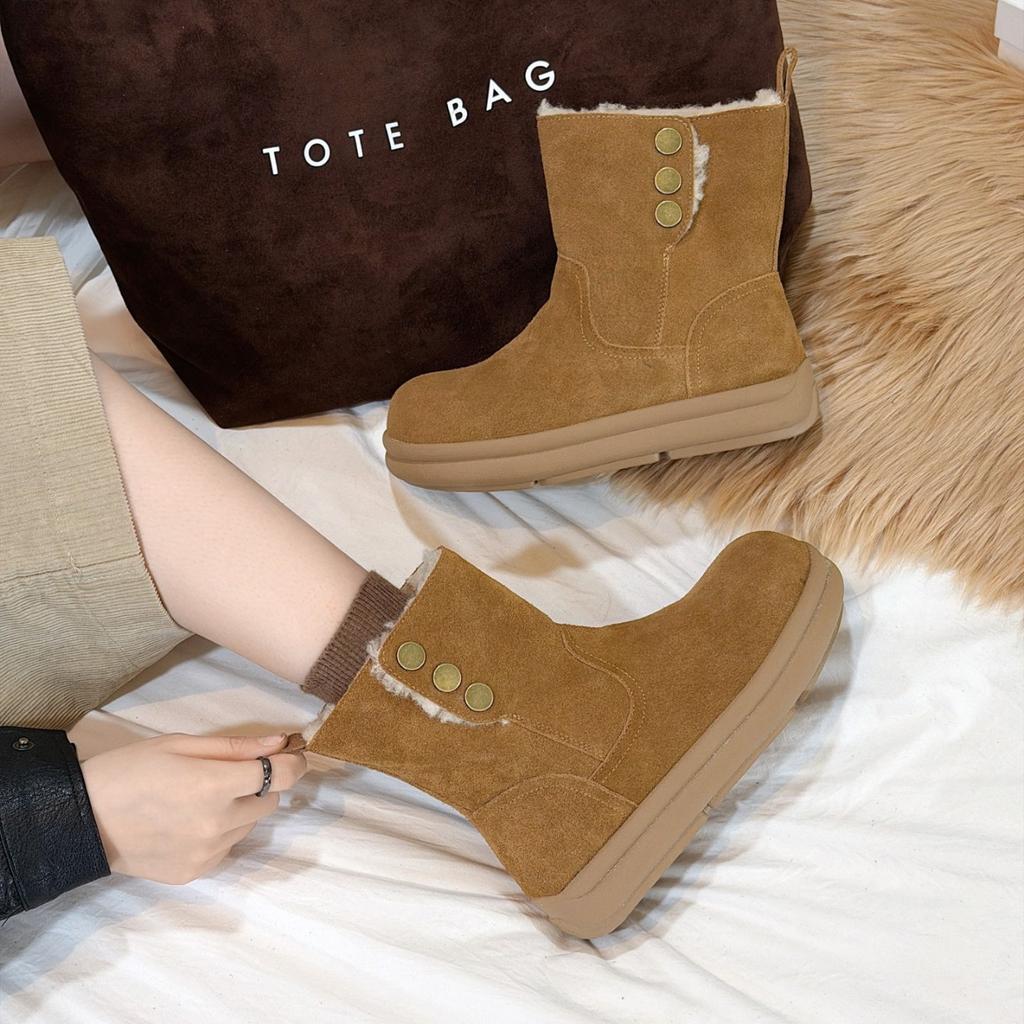 Lamb wool snow boots women's new winter piled thickened thick-soled non-slip warm Birkenstock short boots