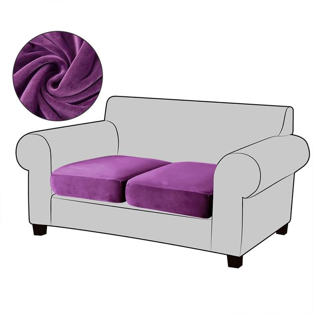 White Velvet Sofa Seat Cushion Cover Elastic For Living Room Corner Couch Cover Stretch Sofas Case Seat Slipcover 1 2 3 4 Seater for Home
