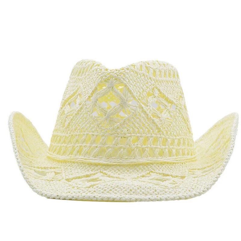 Φαρδύ γείσο Western Cowboy Καπέλο Αντιηλιακό Καπέλο Jazz Fashion Ψάθινο καπέλο για εξωτερικούς χώρους