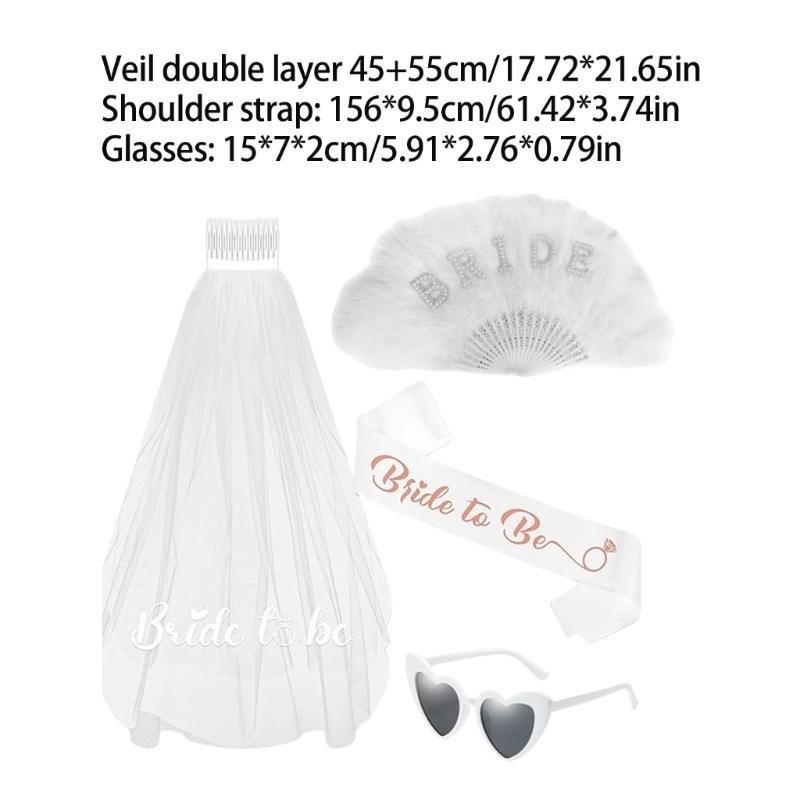 Möhippa Brudbälte Slöja Fläkt Solglasögon Set Blivande Brud Gåva Möhippa Bröllop Sjungmöhippa Blivande Brud Gåva