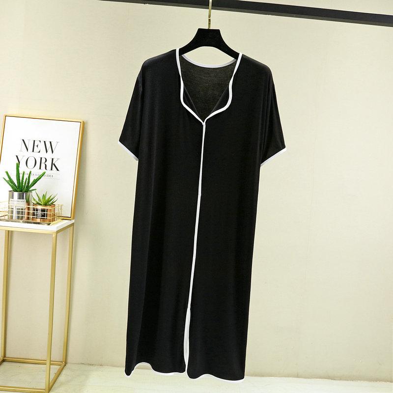 Women's Modal Short-Sleeve Summer Nightdress, Loose Fit, Large Size, Belly-Covering Hem, Lightweight Long Skirt.