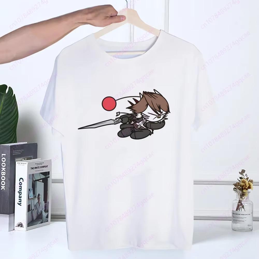 Final Fantasy Anime Shinra Schulmädchen T-Shirt Sommermode Herren T-Shirt Lässig Weiß Lustiger Cartoon-Druck Hip Hop Oberteile T-Shirt