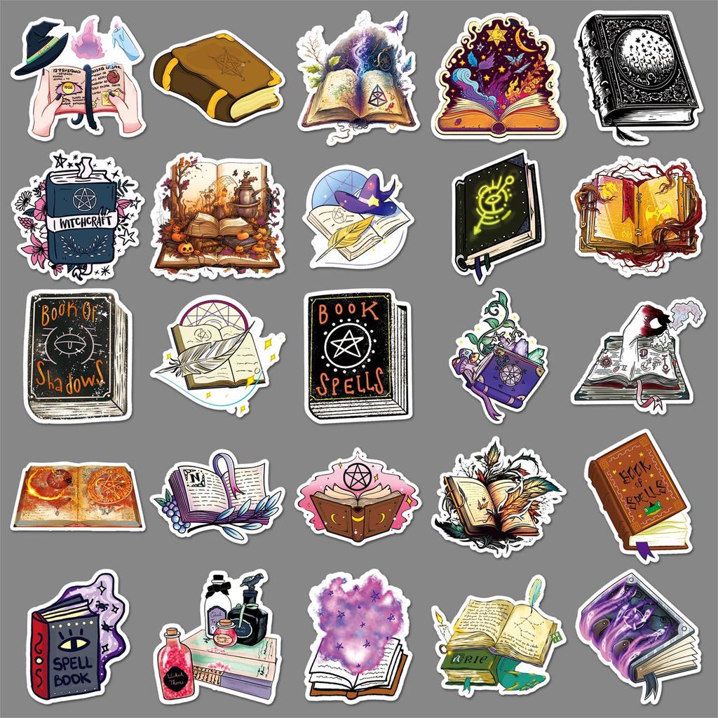 50pcs Gothic Style Halloween Stickers: Dark Retro Waterproof Decals for Journals & Notebooks