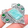 Amazonite, Diopside Gemstone 925 Sterling Silver Jewelry Pendant 2.21" SU-3319
