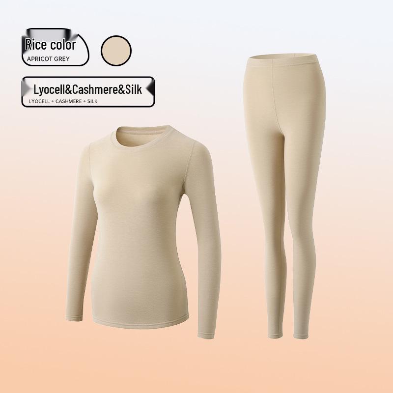 

Women s Customized Autumn/Winter Cashmere Silk Antibacterial Heated Lyocell Warm Underwear Set Women s XXL (140-155 lbs)