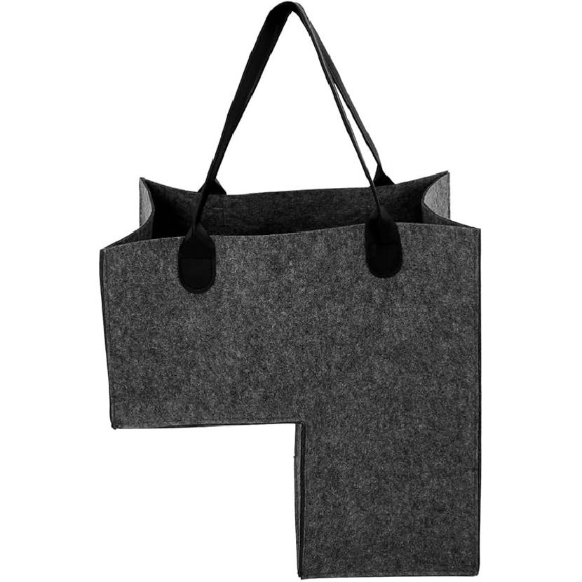 L-Shaped Felt Stair Basket with Handles, Versatile Storage Organizer for Laundry, Toys, and Household Items, Light Grey, 16.73 X 16.73 X 10.03 Inches