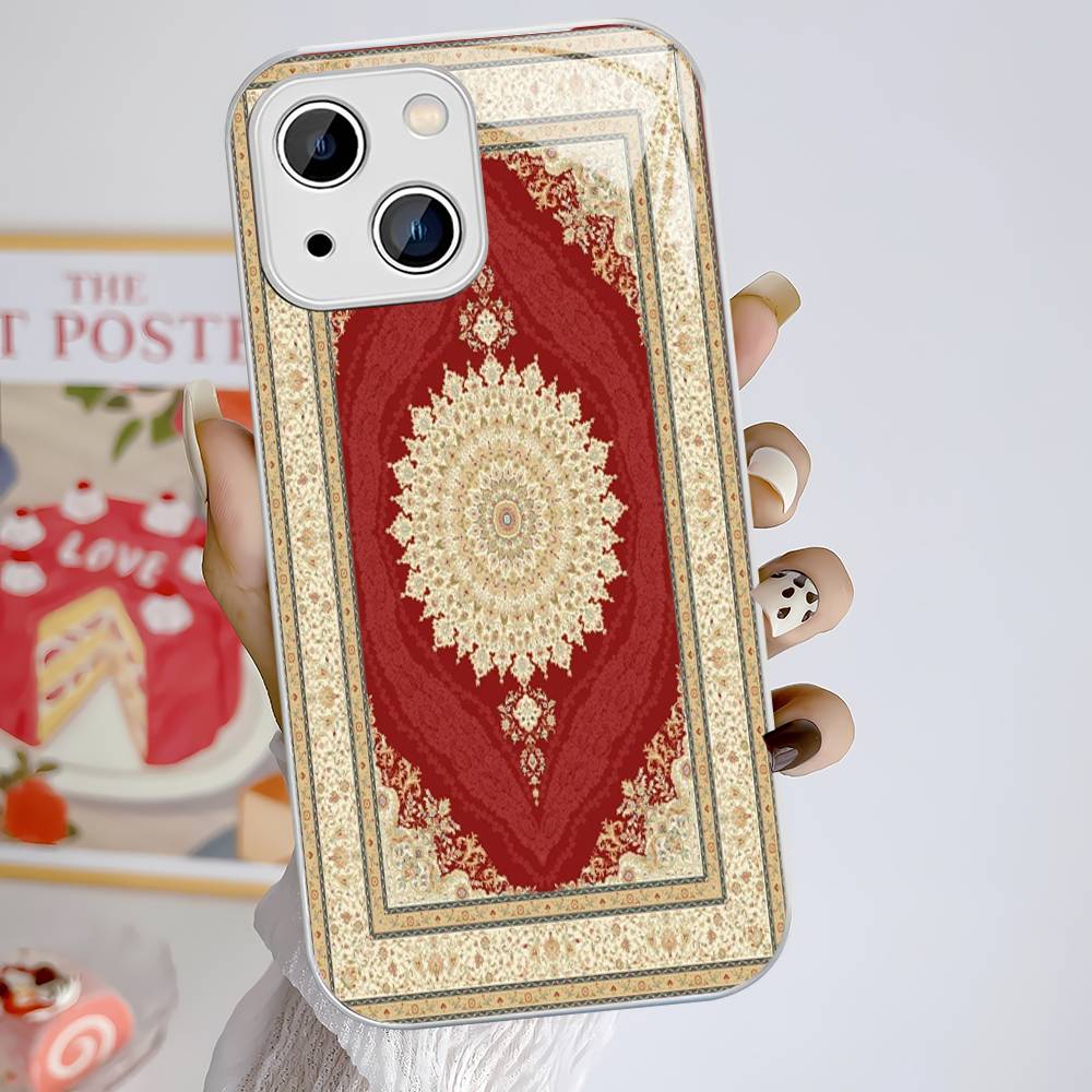 Persian Carpet Floral Pattern Tempered Glass For Iphone 14 13 12 11 Pro Mini XS MAX 14Plus X XS XR Fundas