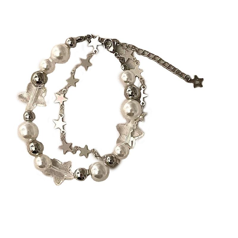 Star Bracelet Girl Pentagram Pearl Beaded Bangle For Women Vintage Aesthetic Charm Bracelet Accessories Jewelry Gift