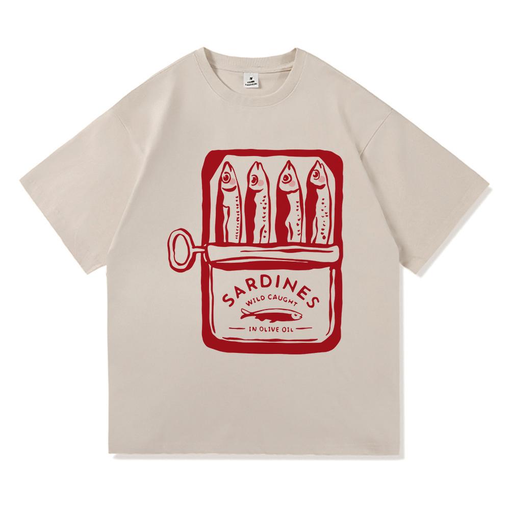 Sardine TShirt Fashion Men/women Clothing Retro Harajuku High Quality Clothes Sea Ocean Fisherman Tops Vintage Cotton TShirts