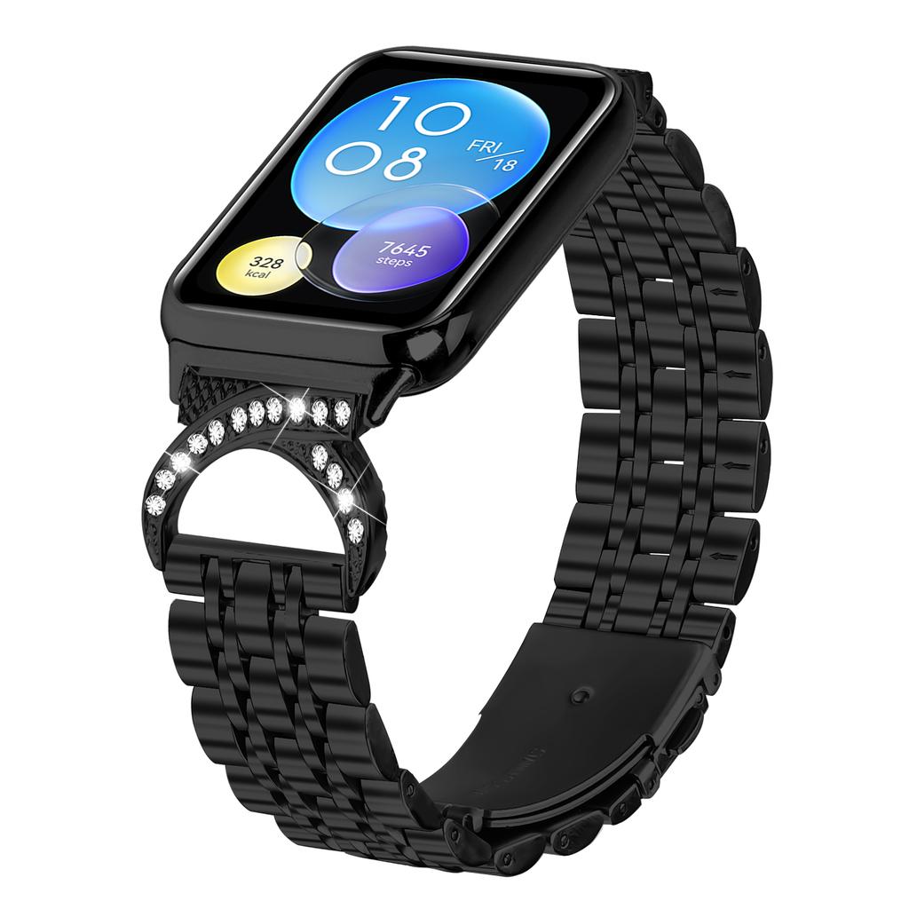 Dla Xiaomi Redmi Watch 5/Watch 4 Pasek Siedmiokoralikowy Stal Nierdzewna Pasek do Zegarka ze Złączem w Stylu Rogu Wołu z Kryształkami