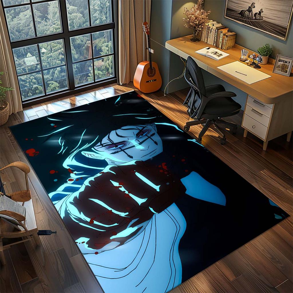 Tappeto in Poliestere per Interni Jujutsu Kaisen Tappeto Anime Antiscivolo Decorazione Pavimento Soggiorno Camera da Letto -QJY