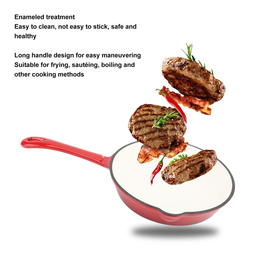 Cast Iron Frying Pan Enameled Frying Pan Cast Iron Skillet Nonstick Kitchen Fry Pan Grill Cookware for Camping Cooking Grilling
