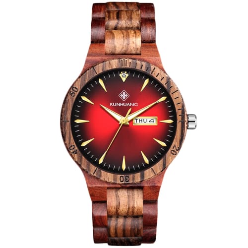 

RORIOS Men s Lightweight Wooden Watch with Date and Day Display, Luminous Dial, Multi-Function, Aurora Dial, Quartz Movement, Analog, Stylish, Popular