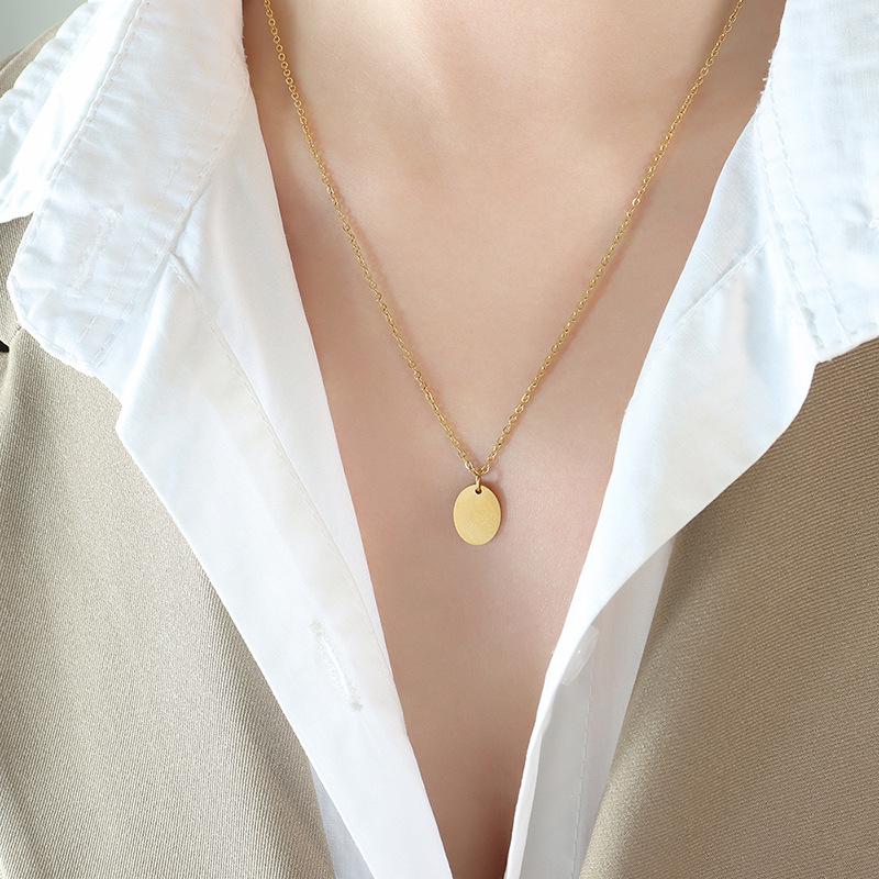 European-Inspired Hip Hop Geometric Square Tassel Oval Pendant Double-Layer Stacking Necklace for Women, Model P835