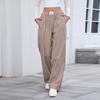 European and American Women's Pure Cotton Plaid Casual Boxer Pants Loose Pocket Trousers