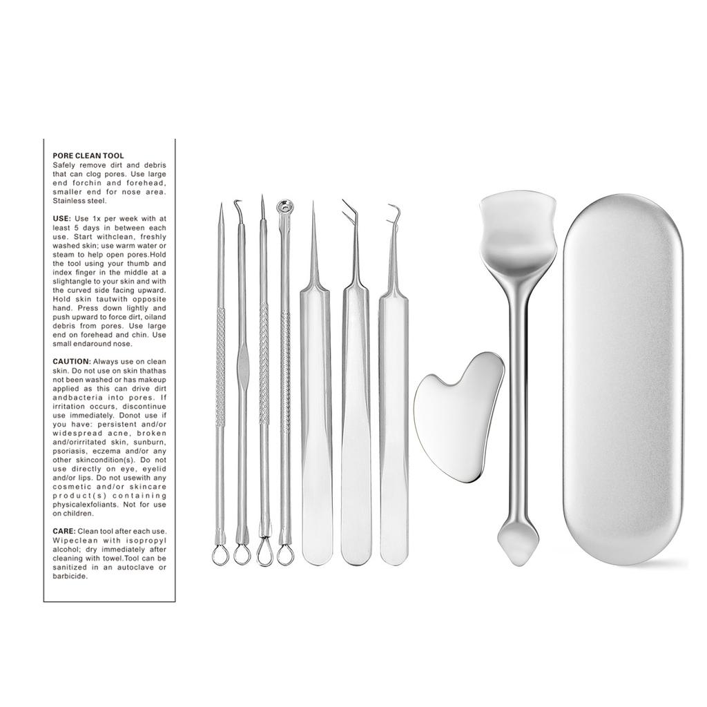 Blackhead Remover Comedone Squeezer Set Stainless Steel Pimple Squeezer Tool Acne Pimple Tweezers for Nose Face Care