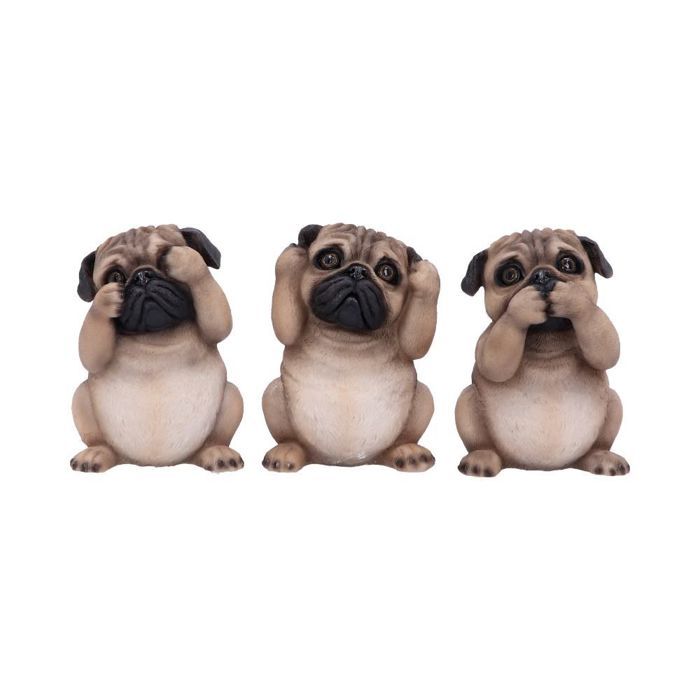 Figurines - NEMESIS NOW - Three Wise Pugs - Polyrésine - 8.5cm - Brun