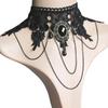 Lace Flower Faux Gem Necklace Bracelet Earrings Wide Gothic Punk Style Choker Necklace Bracelet Jewelry Accessory