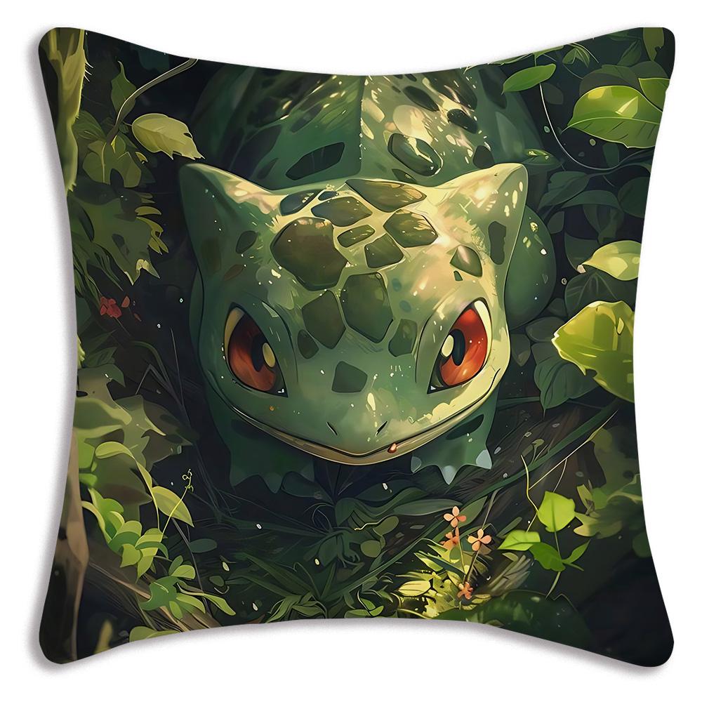 Pillow Covers Cartoon Bulbasaurs Sofa Decorative Home Double-Sided Printing Short Plush Cute Cushion Cover