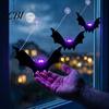 Cool Halloween Bat Patterns 12 Pcs Hanging Bats Decorations with Glowing Eyes, 3D Realistic Spooky Premium Material Decor Fake Flying for Haunted