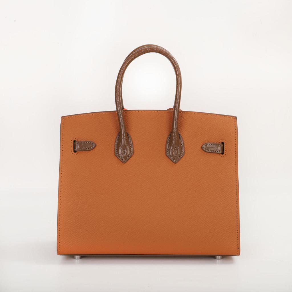 Damen Handtasche aus echtem Leder mit Kontrastfarbe - Platinum Edition